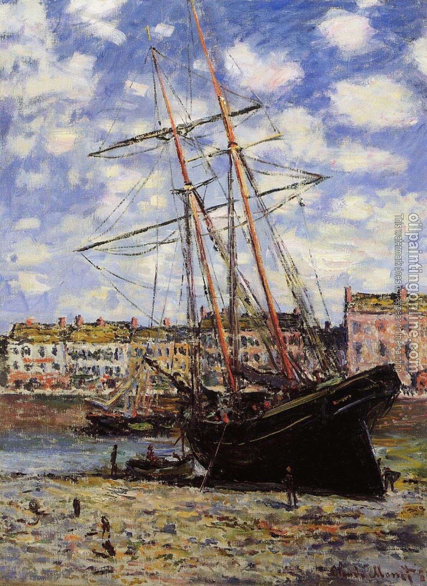 Monet, Claude Oscar - Boat at Low Tide at Fecamp